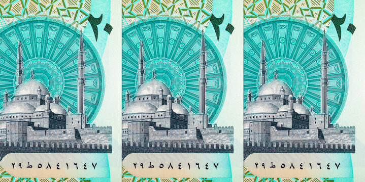 20 Pounds Egypt with the image of The Great Mosque of Muhammad Ali Pasha. Polymer money.