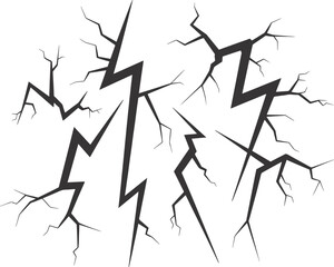High-Detail Thunder Lightning Bolt Vector Illustration with Branching Electric Strikes on White Background for Energy, Power, Storm, Electricity, and Graphic Design Concepts