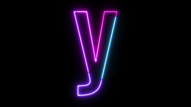Colorful Neon Glowing Small Letter y Text Animation, Vibrant Multicolor Electric Outline Typography on Black Background, Futuristic Light Stroke Effect for Modern Titles, Logos, Motion Graphics, and