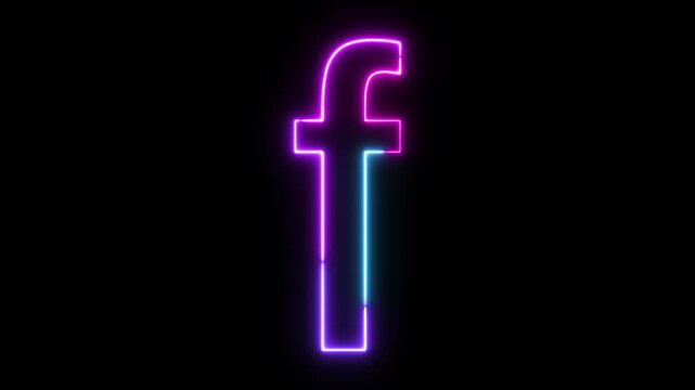 Colorful Neon Glowing Small Letter f Text Animation, Vibrant Multicolor Electric Outline Typography on Black Background, Futuristic Light Stroke Effect for Modern Titles, Logos, Motion Graphics, and