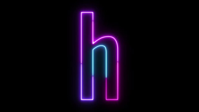 Colorful Neon Glowing Small Letter h Text Animation, Vibrant Multicolor Electric Outline Typography on Black Background, Futuristic Light Stroke Effect for Modern Titles, Logos, Motion Graphics, and