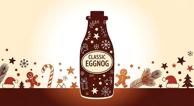Festive Eggnog Bottle with Christmas Decorations for Holiday Cheer - Powered by Adobe