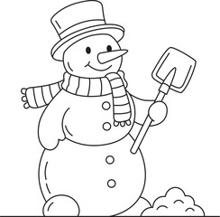 Snowman Coloring Pages Cute Winter Holiday Line Art for Kids