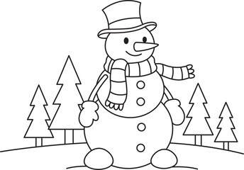 Snowman Coloring Pages Cute Winter Holiday Line Art for Kids