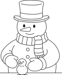 Snowman Coloring Pages Cute Winter Holiday Line Art for Kids