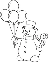 Snowman Coloring Pages Cute Winter Holiday Line Art for Kids	
