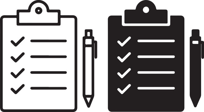 Clipboard checklist with pen icon silhouette