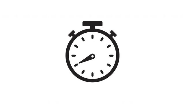 Classic stopwatch animation with rotating tick marks balanced circular frame precision timing movement and clean vector styling suitable for countdown and time tracking visuals