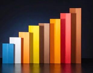 Colorful rectangular blocks arranged in a growing linear pattern against a dark background