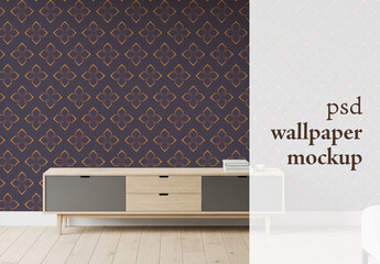 living room wallpaper mockup