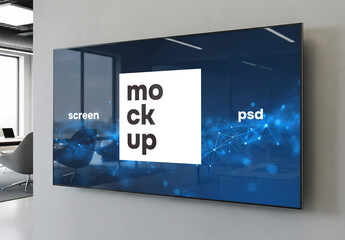 Flat screen tv mockup in office space