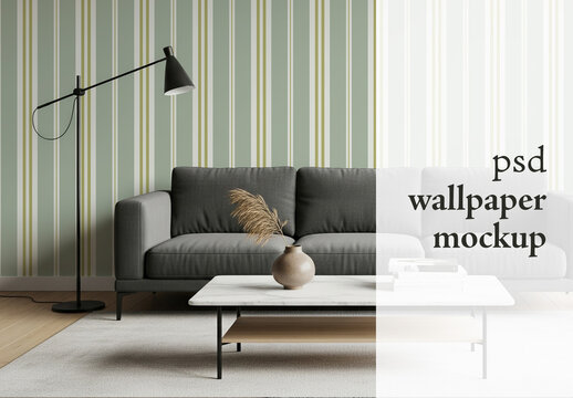living room wallpaper mockup
