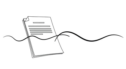 Obraz premium Abstract illustration of a stack of documents partially submerged in wavy lines representing water or data flow