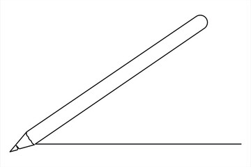 Wooden pencil continuous one line drawing vector illustration. Single line design for education vector illustration
