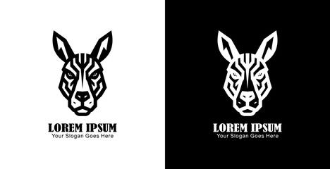 Kangaroo head logo design with front view and modern geometric style