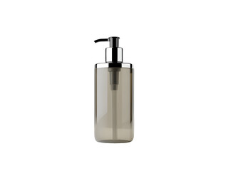Obraz premium Empty pump dispenser bottle with a reflective silver cap for liquid soap or shampoo isolated on transparent background