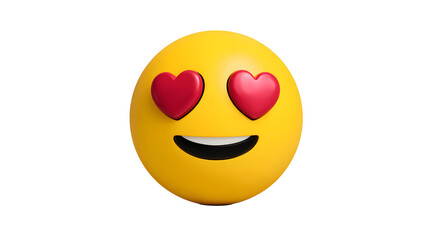 Fototapeta premium Cheerful love emoji with heart eyes