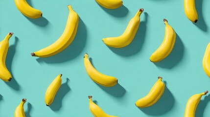 A vibrant, eye-catching banana pattern on a refreshing teal background.