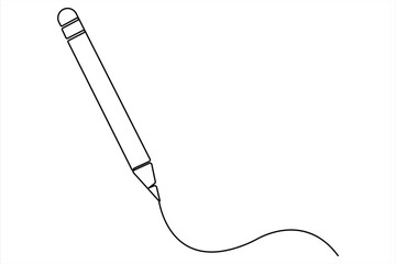 Wooden pencil continuous one line drawing vector illustration. Single line design for education vector illustration