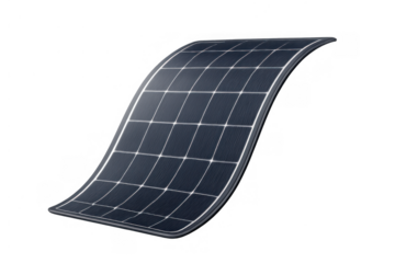 Flexible solar panel producing clean renewable energy for sustainable power generation, transparent background