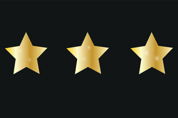 Three sparkling gold stars for success, rating, and excellence
