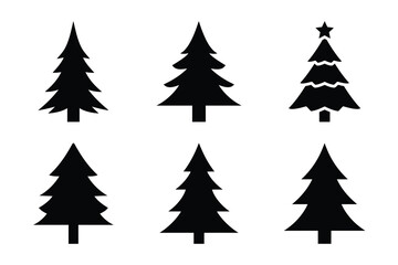Obraz premium Christmas xmas tree mini icon set. Vector illustration of silhouette icons.