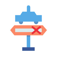 No car route forbidden road directions sign symbol graphic