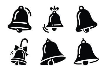 Christmas bell swing icon set. Vector illustration of silhouette icons.