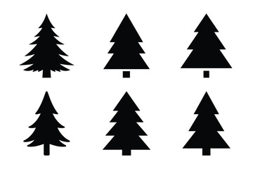 Obraz premium Christmas fir tree icon set. Vector illustration of silhouette icons.