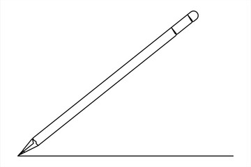 Wooden pencil continuous one line drawing vector illustration. Single line design for education vector illustration