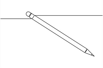 Wooden pencil continuous one line drawing vector illustration. Single line design for education vector illustration