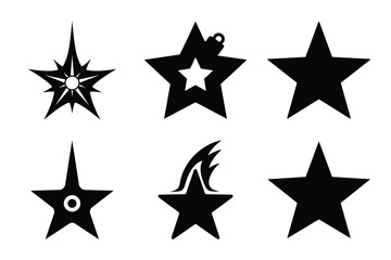 Christmas holiday star icon set. Vector illustration of silhouette icons.