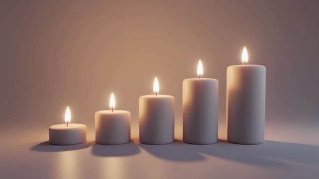 Row of Burning Candles in Warm Minimalist Lighting