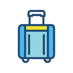Stylized blue suitcase illustration against a solid black background