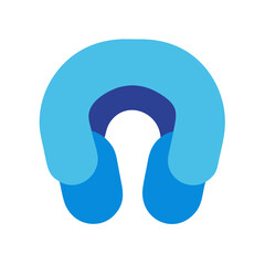 Stylized Blue Neck Pillow on Black Background Illustration