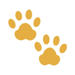 Two orange paw prints graphic isolated on black background