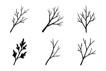 Fototapeta premium Christmas winter branch icon set. Vector illustration of silhouette icons.