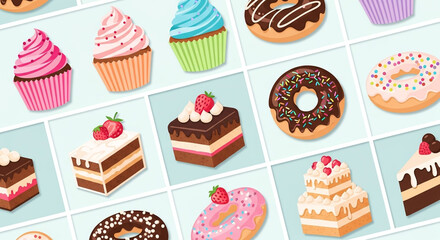 Sweet treats galore! Discover cupcakes, donuts, and cakes for your next project - a delicious assortment for any occasion, baking inspiration awaits