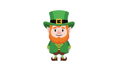 A cheerful leprechaun character in a green outfit and hat, embodying St. Patrick's Day spirit with a friendly expression and detailed features, perfect for festive designs