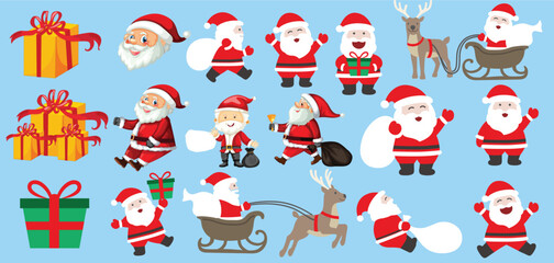 Naklejka premium Christmas Day. Big set of 25 December vector illustration 