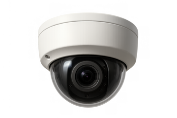 Security dome camera providing surveillance and monitoring for public safety and property protection on transparent background