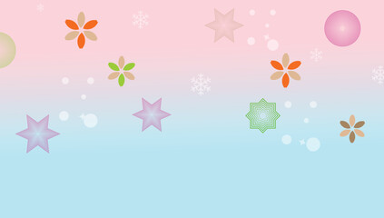 Pastel Gradient Christmas Background with Snowflakes, Stars and Floral Elements