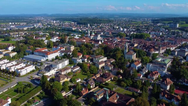 Aerial view around the city Solothurn in Switzerland on a sunny day in summer