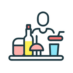 Bartender preparing drinks on a tray in flat style