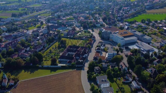 Aerial view around the city Solothurn in Switzerland on a sunny day in summer