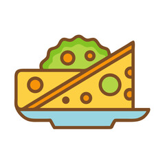 Stylized Cheese and Guacamole Flat Icon Food Illustration