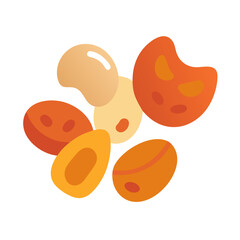 Flat illustration of dried fruit on a white background