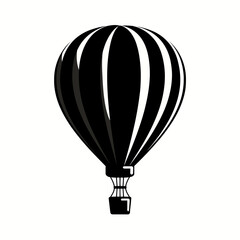 Fototapeta premium Black and white hot air balloon vector illustration isolated on white