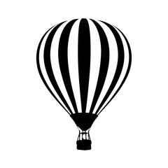 Obraz premium Black and white hot air balloon vector illustration isolated on white