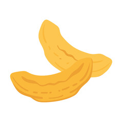 Two cashew nuts stacked together on a black backdrop